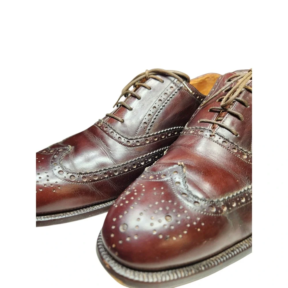 Vintage Barker Brown Leather Wingtip Oxford Shoes Brogue  Classic Heritage 10.5
